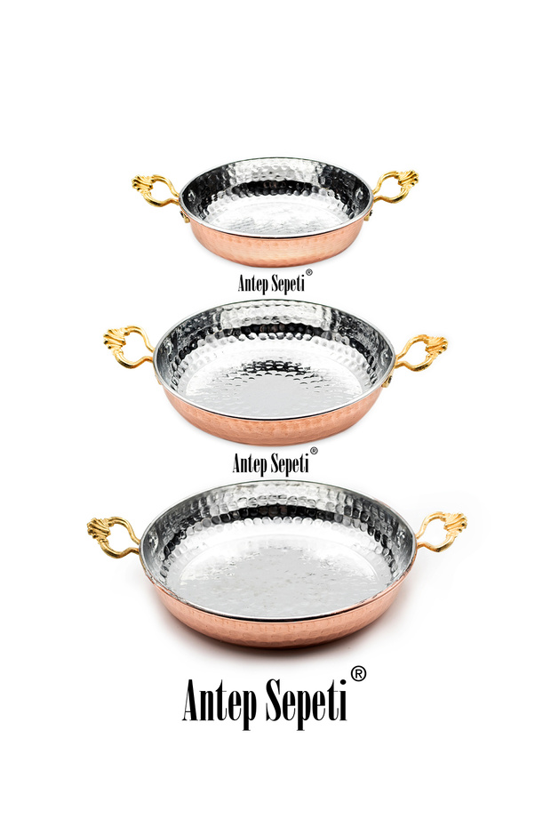 Bakır 3'lü Standart Tava Seti - 1