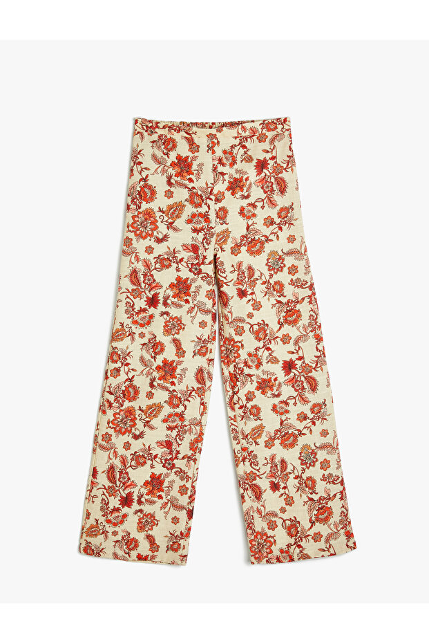 Beige Girl's Cotton Flare Trousers