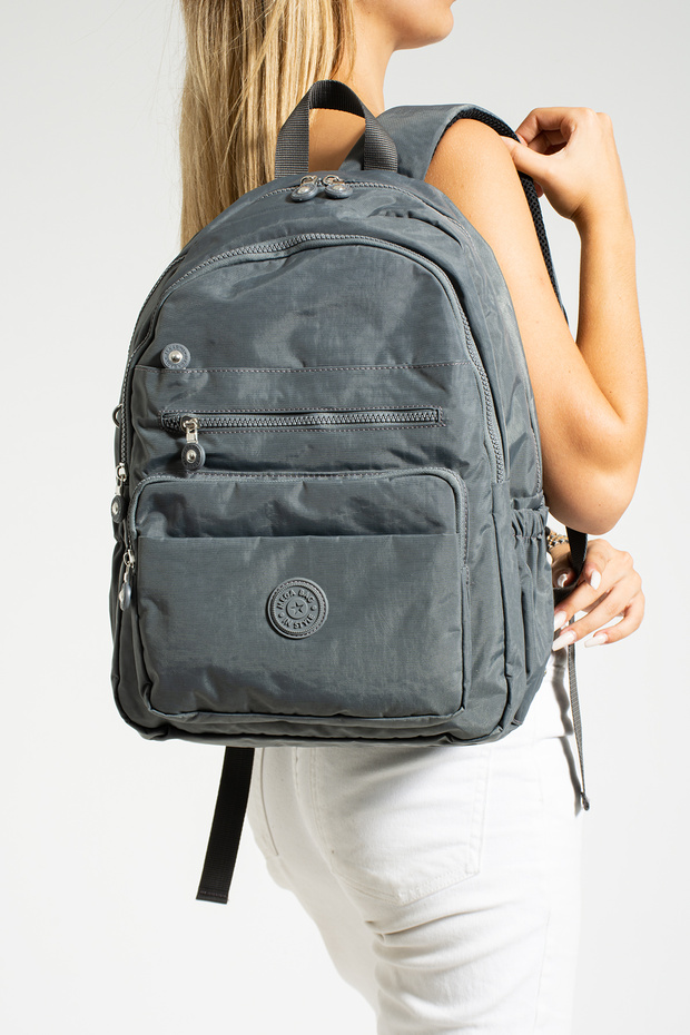 Gray Unisex School Bag, Laptop Travel Backpack, Crinkle Waterproof Fabric, 21 Lt, 40X30Cm