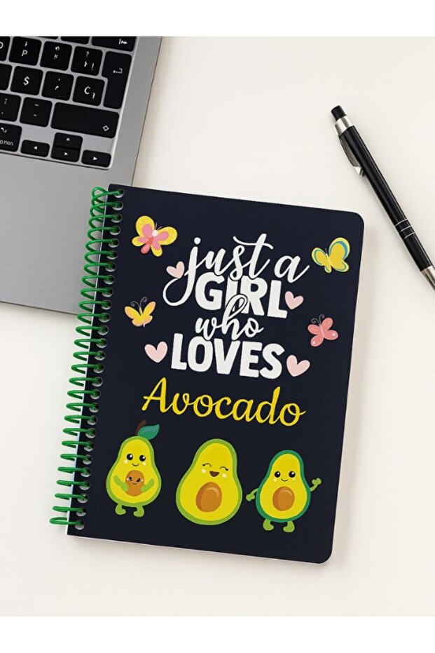 Just a Girl Who Loves Avocado Design Spiral Check Notebook – 80 Sheets, 160 Pages (18 X 24 cm)