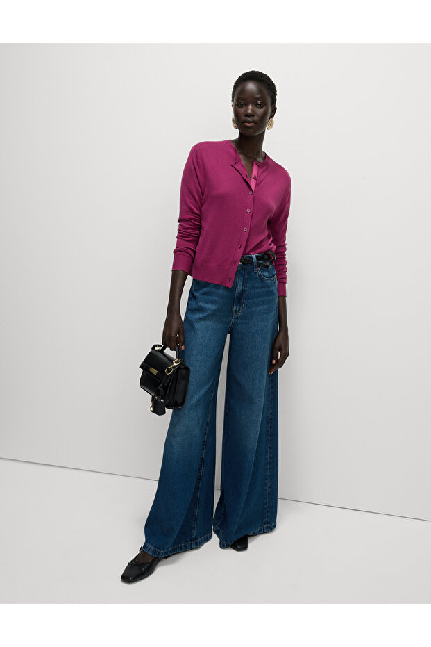 Bisiklet Yaka Düğmeli Hırka - 5