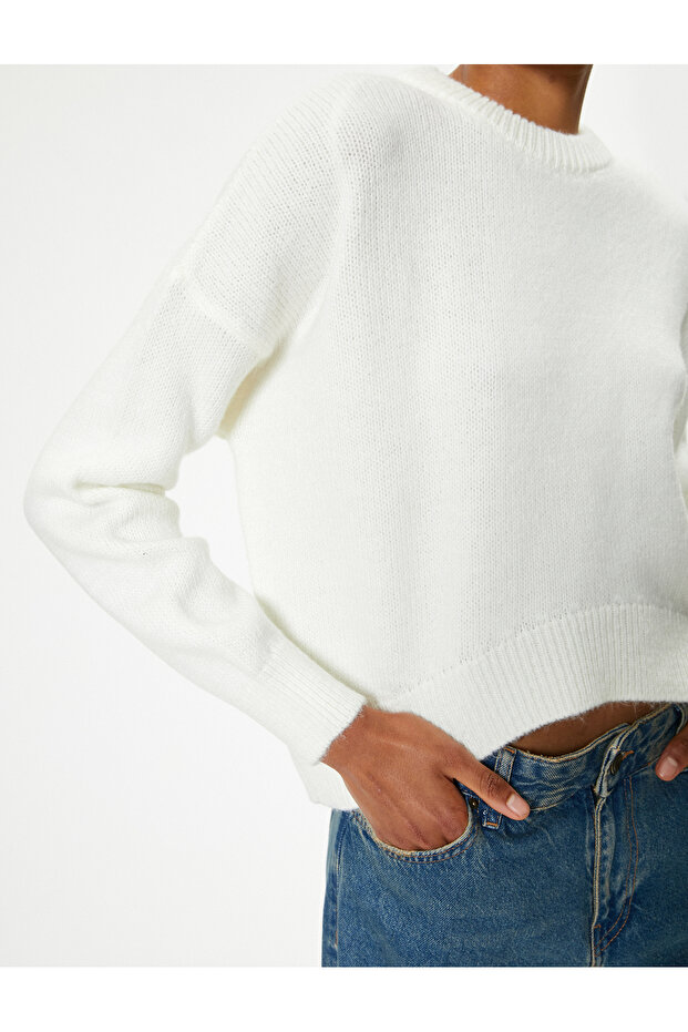Beige Women's Basic Knitted Sweater - 5