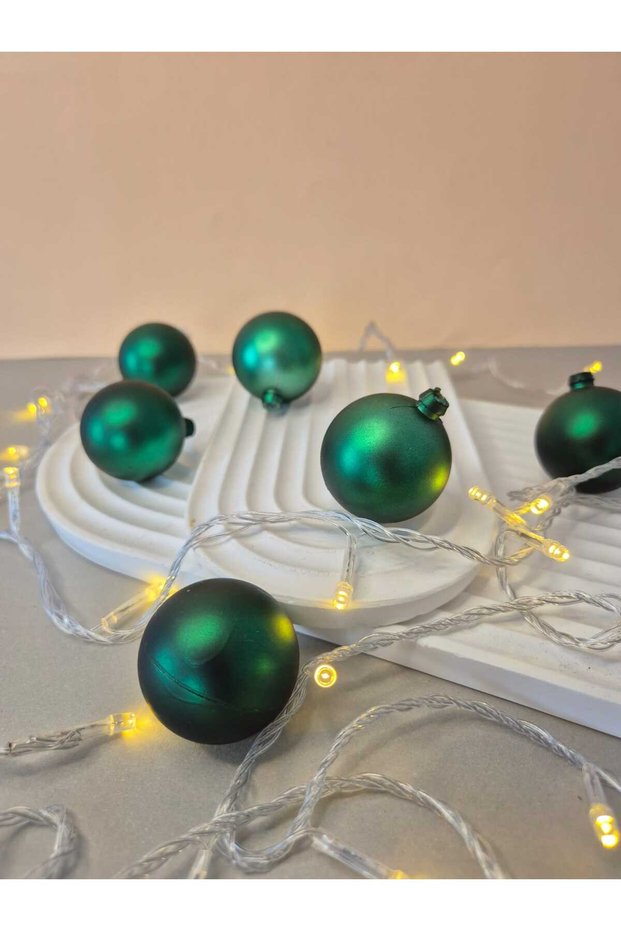 Christmas Tree Ornament 6 Pieces Matte Green Ball 5 cm Christmas Ornament