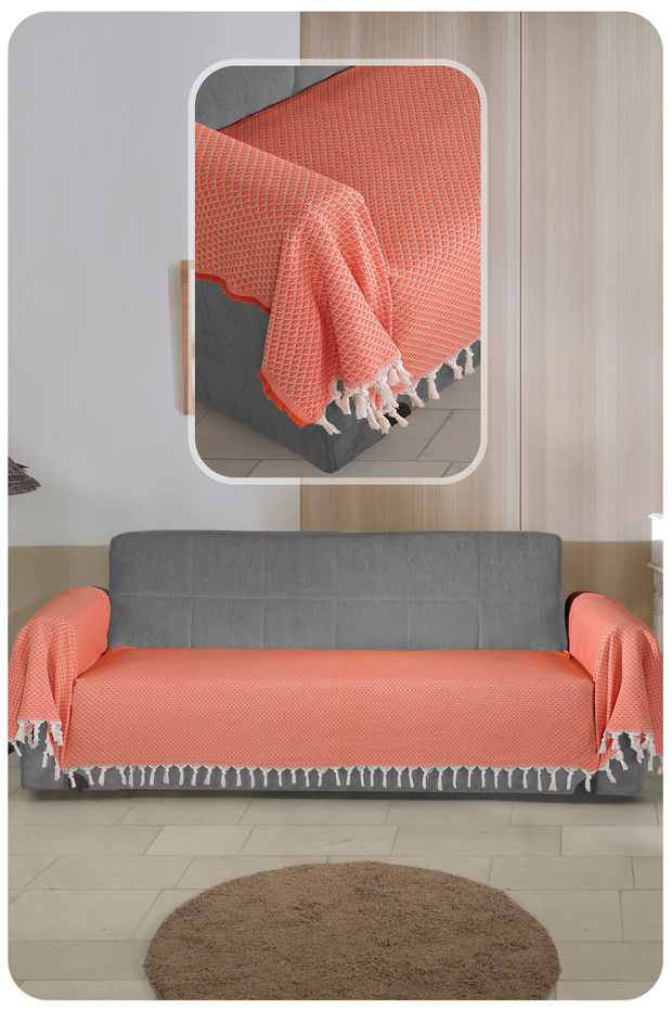 Star Sofa Cover Oversized Sofa Cover for Sofa Bed and Couch Fringed Seat Cover and Armrest Cover 115X300Cm Orange