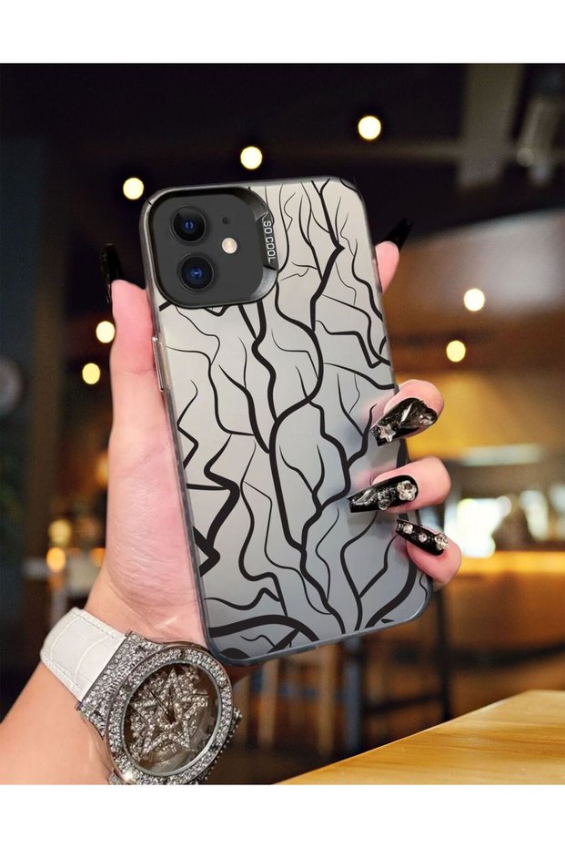 iPhone 11 Compatible Black Lines Phone Case Mk01A