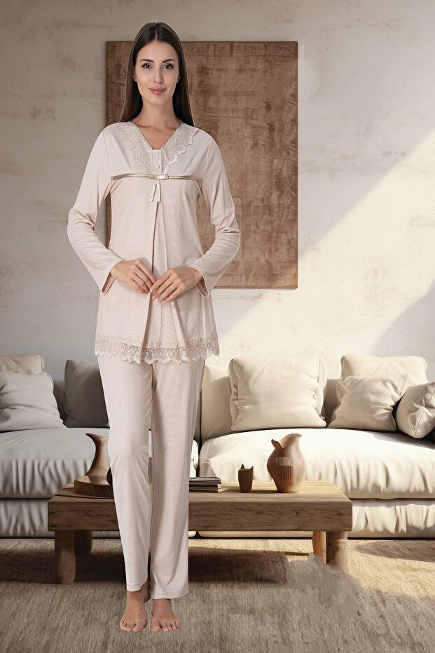 Effortt Brown Maternity Pajama Set