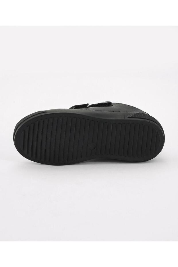 Velcro Closure Solid School Shoes - Black - 5