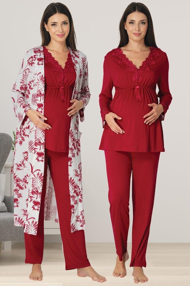 Effortt Cherry Dressing Gown Maternity Maternity Pajama Set