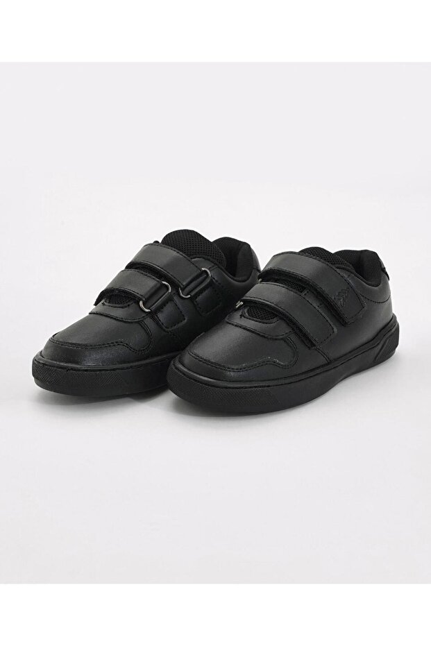 Velcro Closure Solid School Shoes - Black - 6
