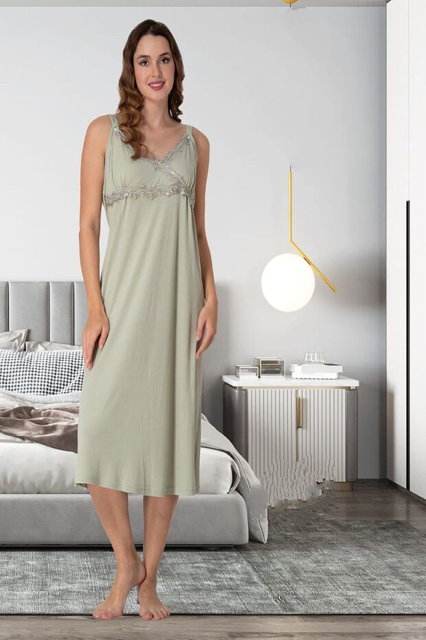 Effortt Green Rope Strap Maternity Nightgown