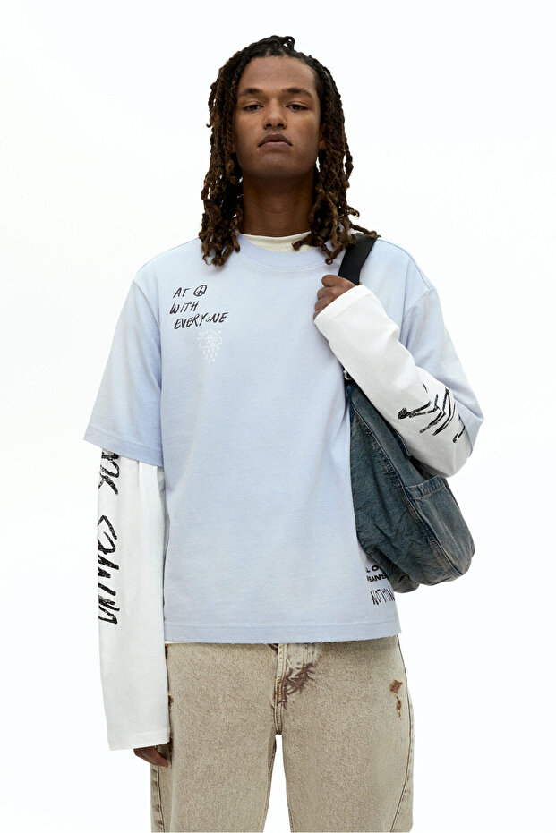 Baskılı Tişört Oversized Fit - 1