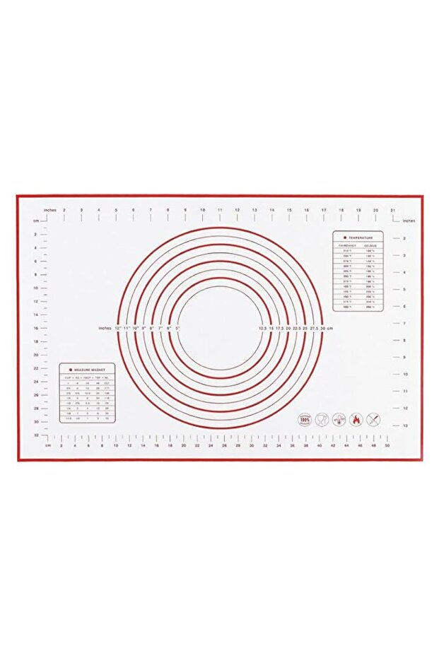 SKY-TOUCH Sky Touch Baking Mat, Non Stick Silicon Rolling Pastry Mat,Kneading Pad Sheet Glass Fiber Rolling Dough Large Size For Cake Macaron Kitchen Tools, Red,White, Sk3C3001-Baking