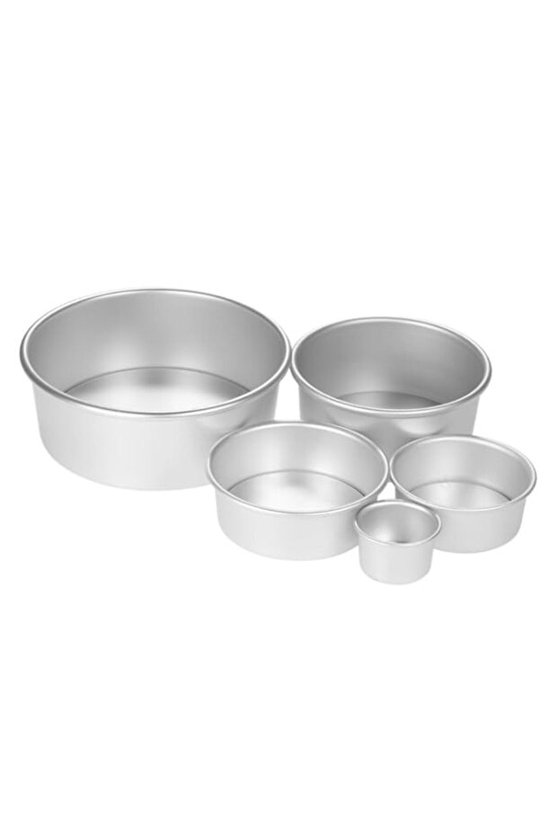 SKEIDO 5pcs/set Aluminum Alloy Round Cake Mould Chiffon Cake Baking Pan Pudding Cheesecake Mold Set
