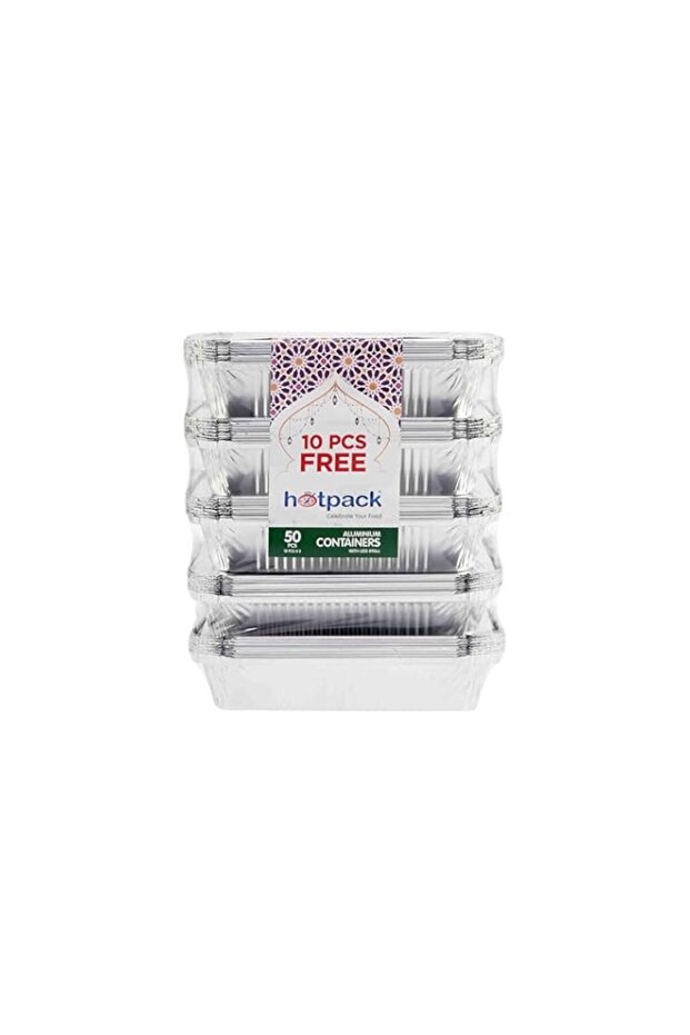 Hotpack Aluminium Container 8389+LID 50 Pieces, 4+1 OFFER
