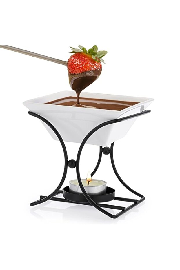 THE WHITE SHOP Ceramic Butter Warmer Set, Fondue Pot Melting Pot Set, Melt Hot Pot Bowl Set For Che