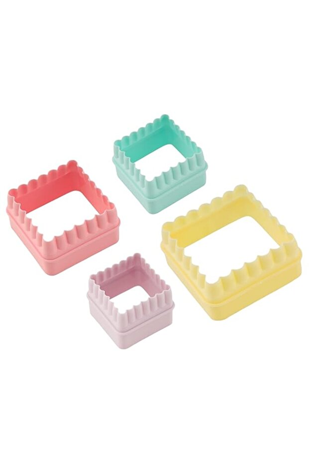 RoyalFord 4Pc Double Side Square Cookie Cutter1X36, Silver