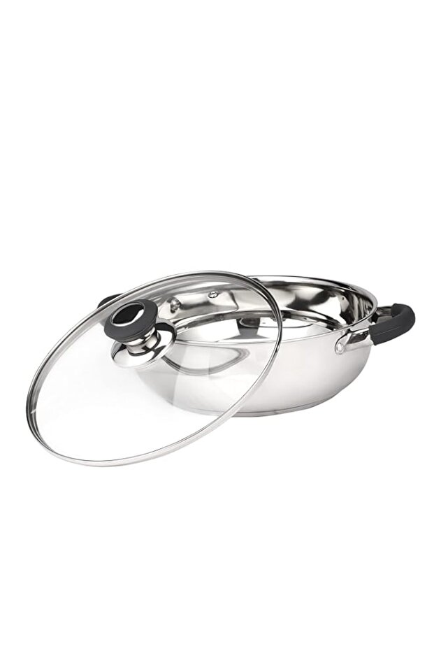 Royalford 22cm nano casserole with glass lid- rf11583 durable, strong and sturdy stainless steel co