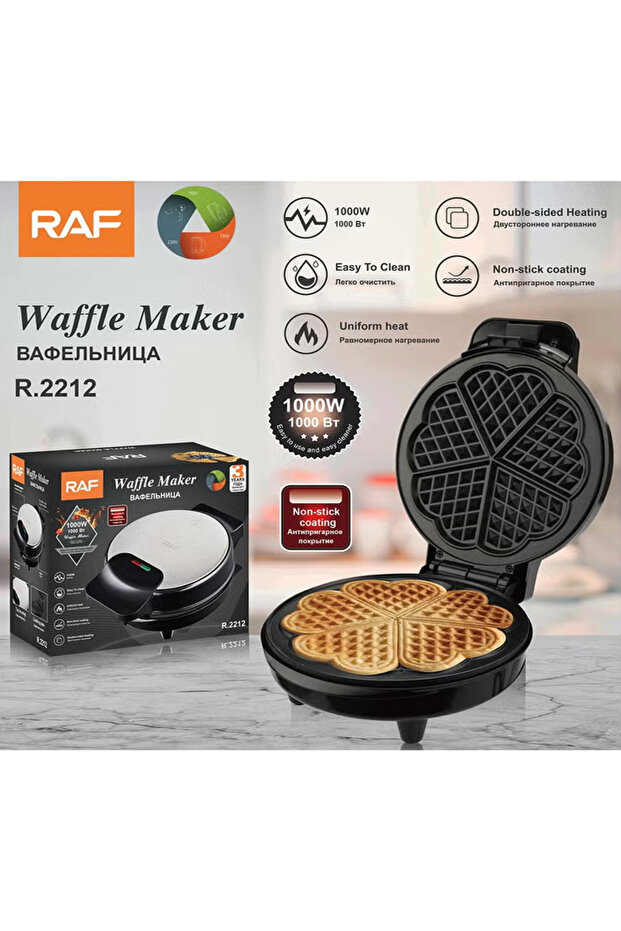 Electric Heart Waffle Maker, 1000W Waffle Machine