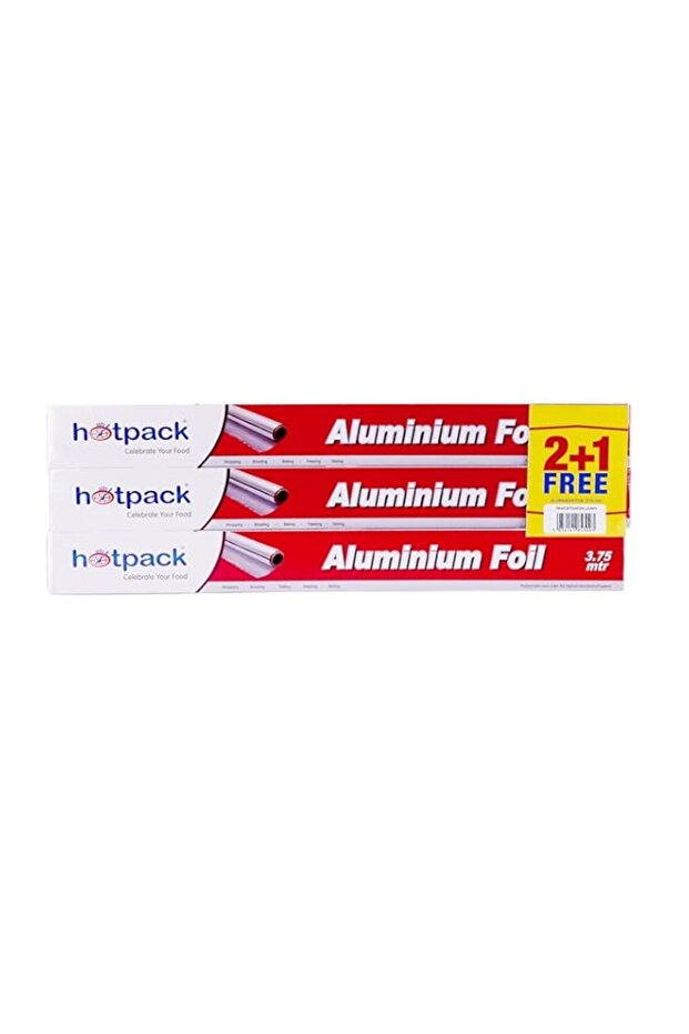 Hotpack Aluminium Foil 45cm X 3.75 Metre 11 Micron 2+1 Free Offer Pack
