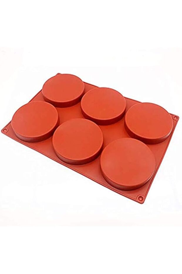 6-Cavity Large Silicone Non-Stick Round Disc Coaster Molds For Resin Casting Red 1 PCS