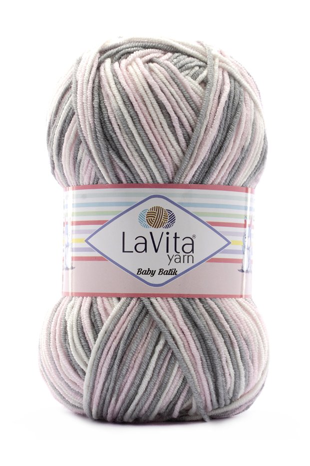Baby Batik Multicolored Hand Knitting Yarn 100% Acrylic 100Gr (By10 Pink Gray)