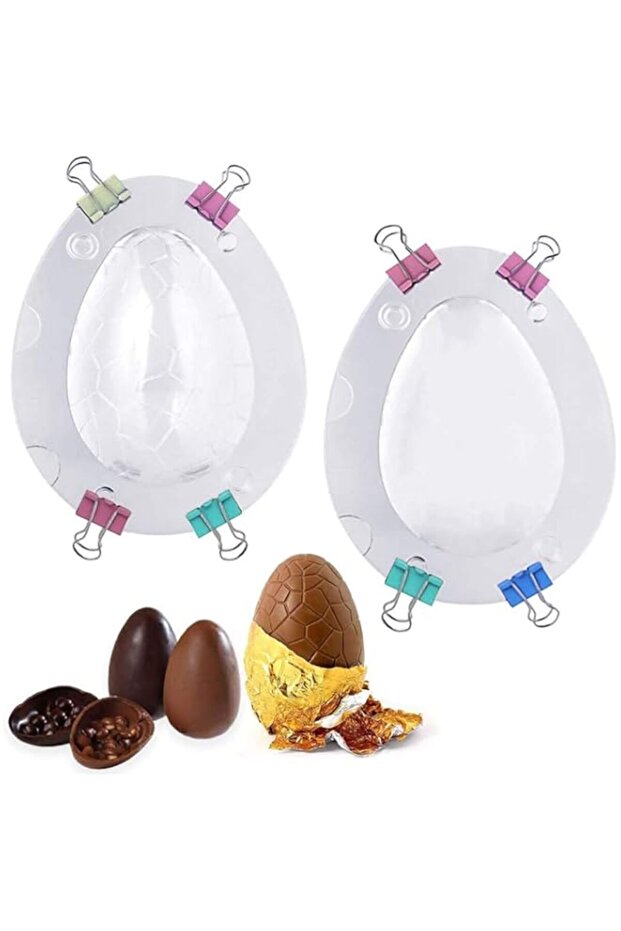 DELFINO Egg Mould, Fun Giant Surprise Toy Egg Maker, Dinosaur Egg Polycarbonate Plastic Mould for Chocolate, Jello, Soap, Bath Bomb, Lotion Bar, Clay, Plaster, Cake Decorating Tool, 2 Pcs
