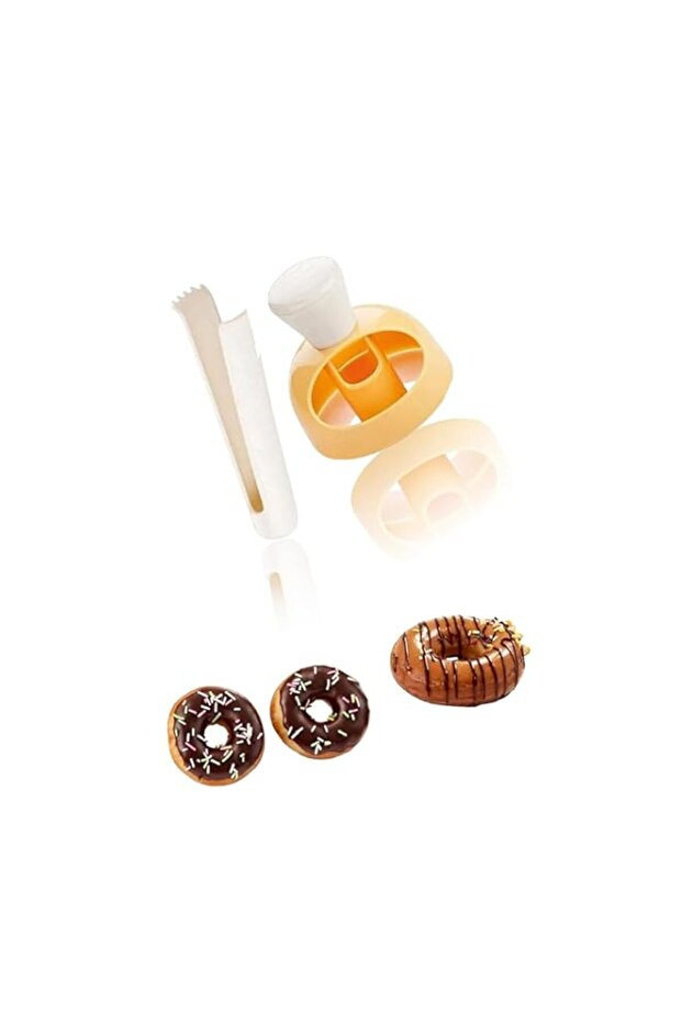 Sweet seven Non-Stick Donut Cutter Mold Set with Dipping Plier - Round Cookie Cutter for Baking Doughnuts, Cakes, and Biscuits - DIY Donut Kitchen Baking Tool 1 pack