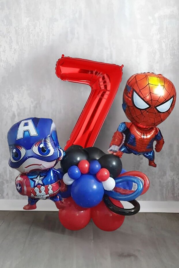 7 Year Old Spiderman Captain America Marvel Welcome Set Captain America Red Figure Balloon