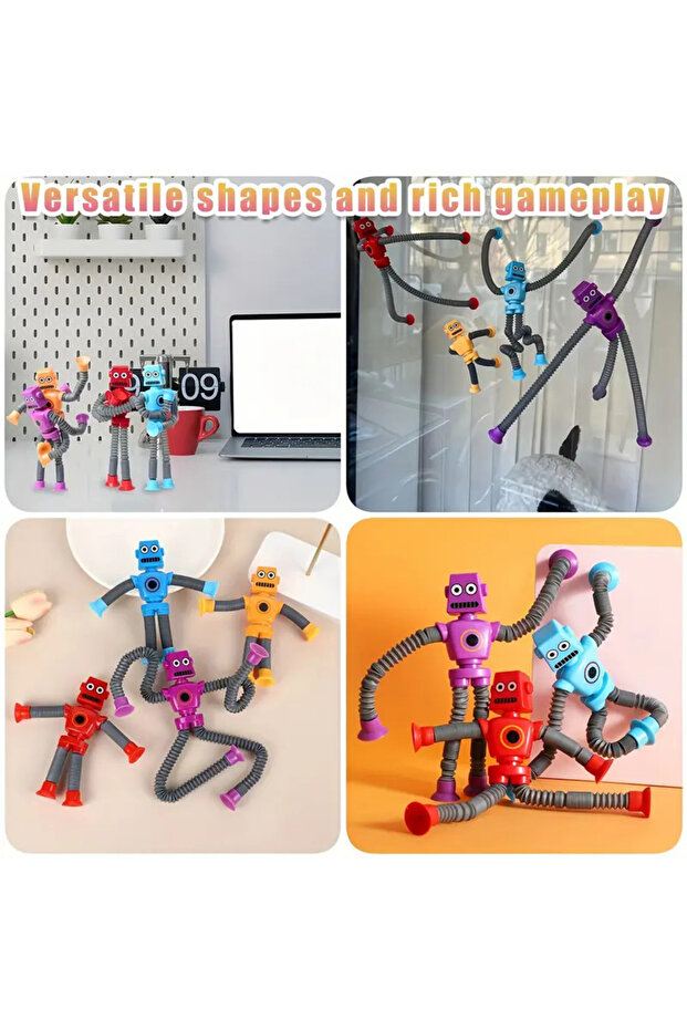 1 Adet Vantuzlu Zürafa Eğitici Uzayan Boru Zürafa Teleskopik Yapışkanlı Yeni Model Robot - 5