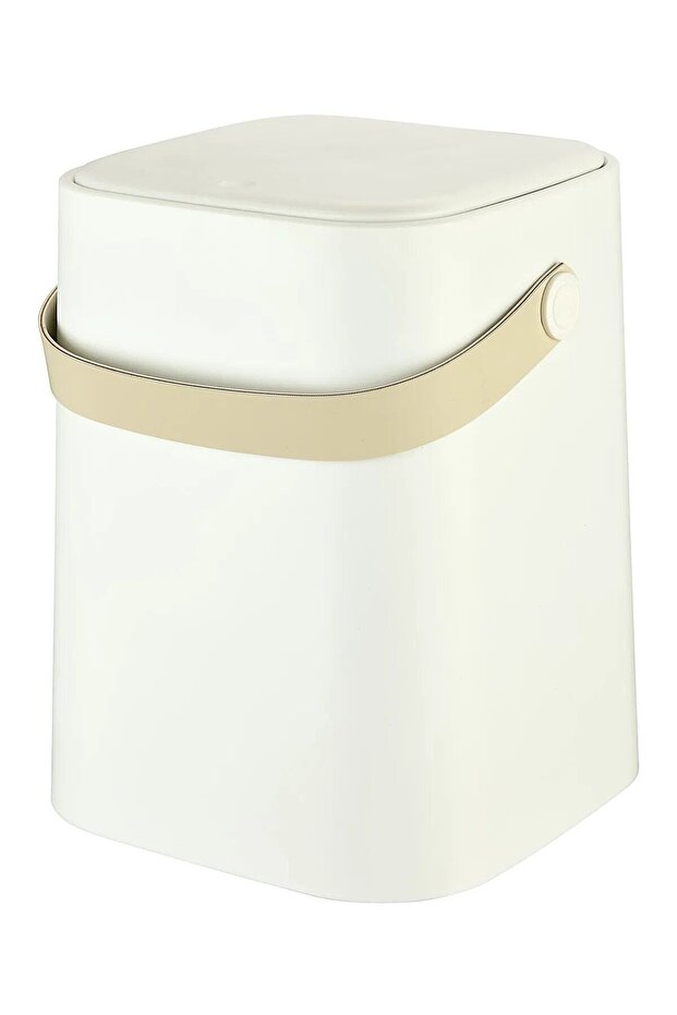 8 Liter Kitchen Trash Can with Lid and Handle Inner Bucket, White, Large Size
