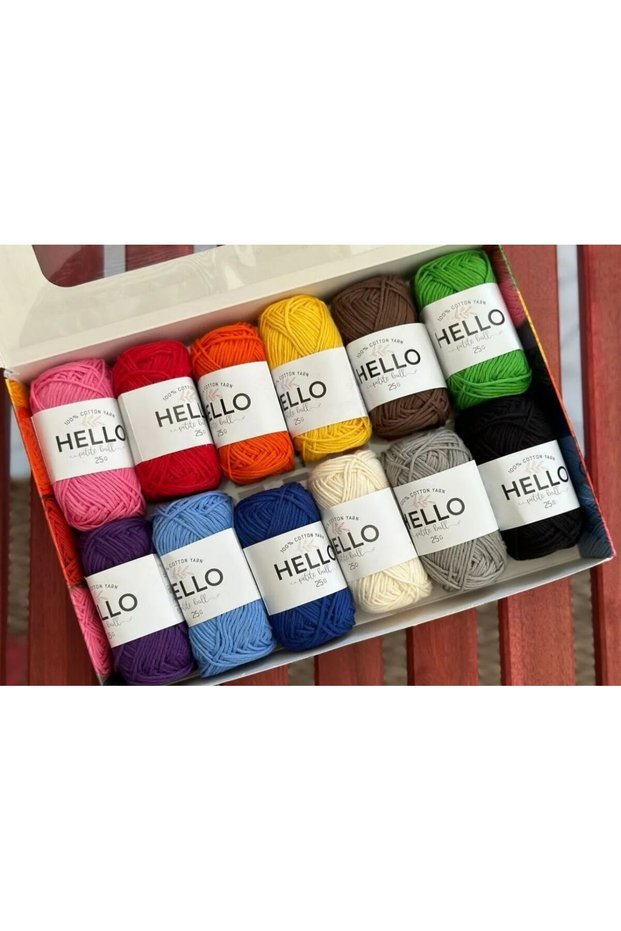 Hello 12'Li Ip Set, Vibrant Colors, Punch Ip, Amigurumi Ip, Crochet Assortmen