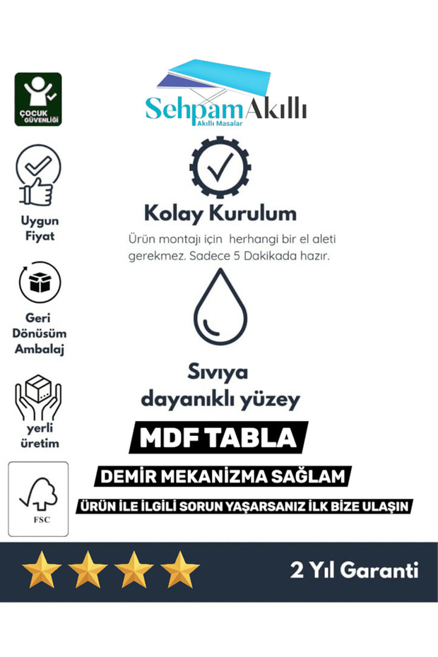Silvavera Zigon Sehpa Mdf Tabla Alt Mekanizma Demir Siyah Renk - 9