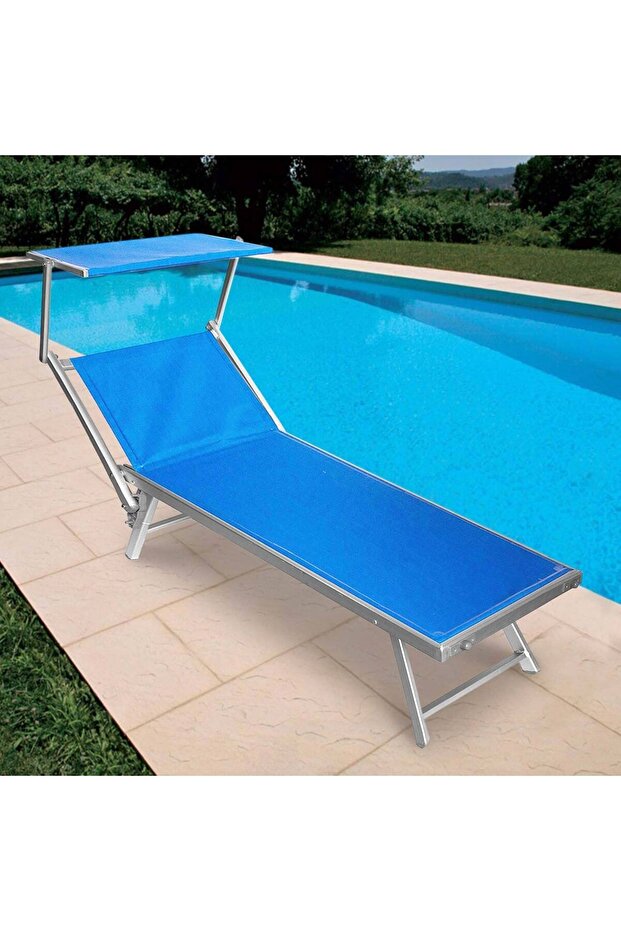 سرير تشميس واسترخاء قابل للطي مع مظلة متحركة - 1