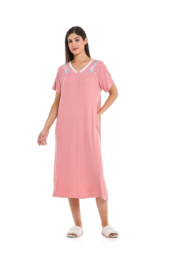 Embroidery Detail Nightdress with Short Sleeves