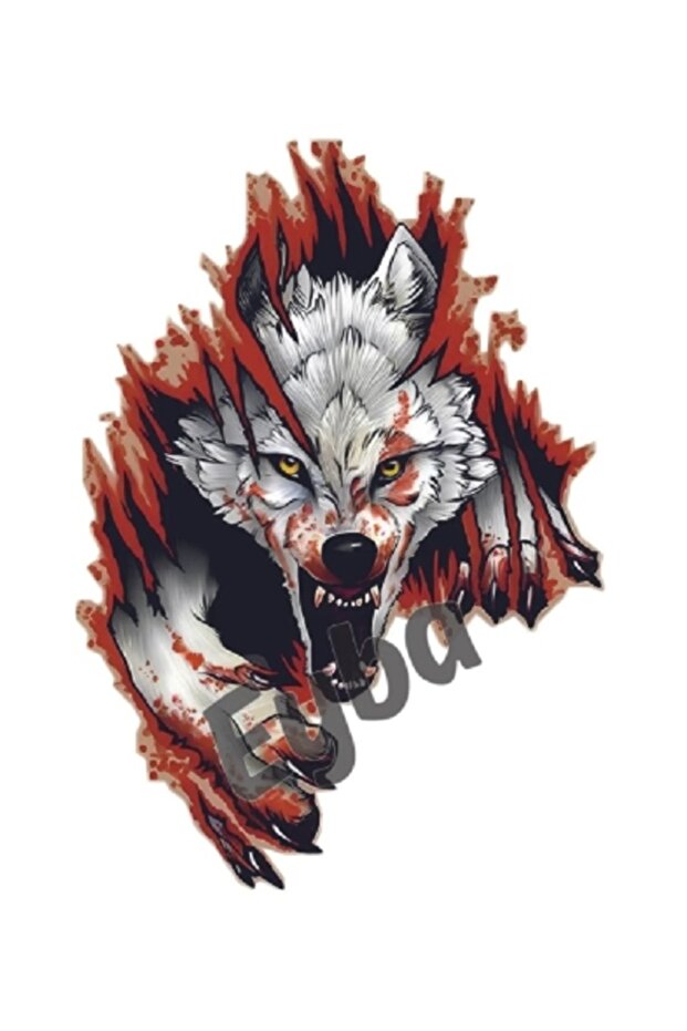 Turkish Flag White Left Wolf Bozkurt Brown Wolf Sticker 26X18 cm