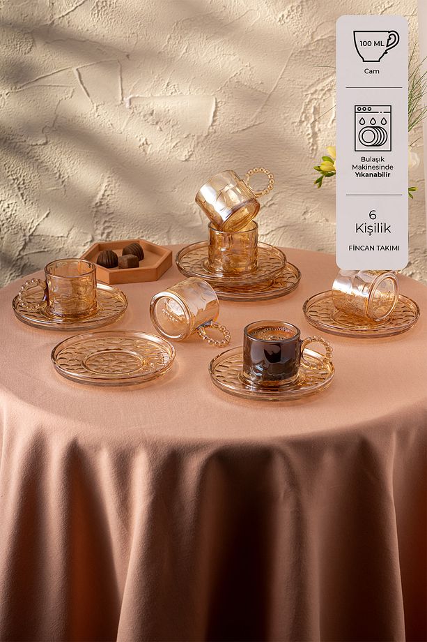 Çifte Kavrulmuş 100 ml 6'lı Kahve Fincan Takımı - 1