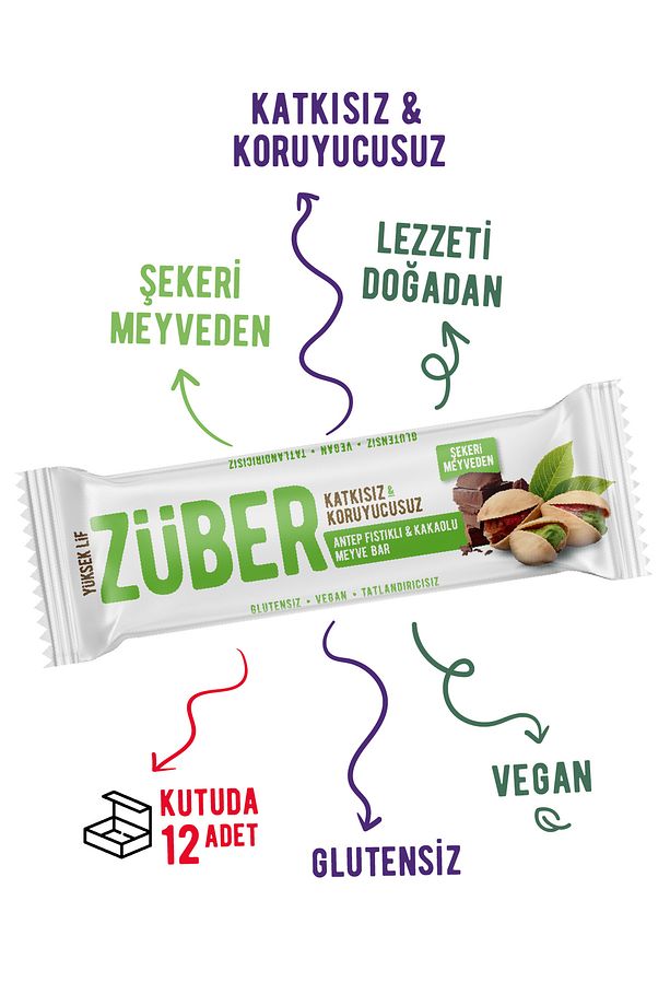 Antep Fıstıklı ve Kakaolu Meyve Bar 40gr  X 12 Adet - 2