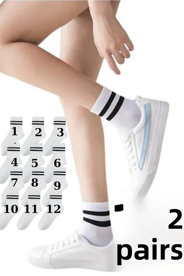 Flexible and Soft Lycra Unisex Double Line Striped Socks Set - Combed Cotton