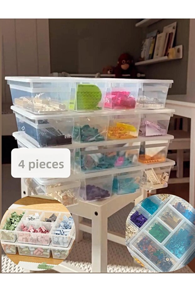 Lego Box with 4 Luna Compartments - Toy and Hobby Organizer Storage Container - 1