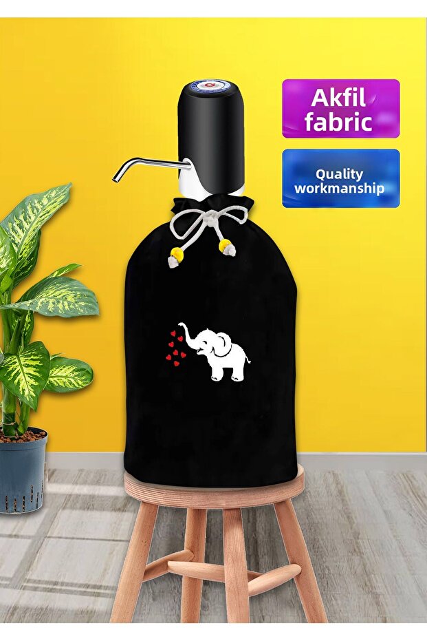 Black Bottle Holster Black Fabric Bottle Holster with Heart and White Elephant Print