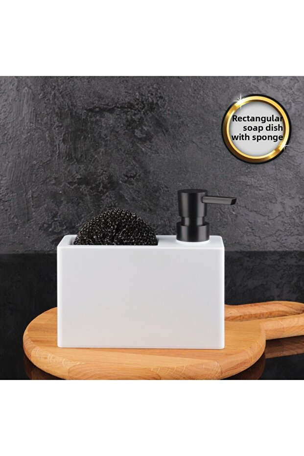 Liquid Soap Dispenser - Rectangular Sponge Holder - 1