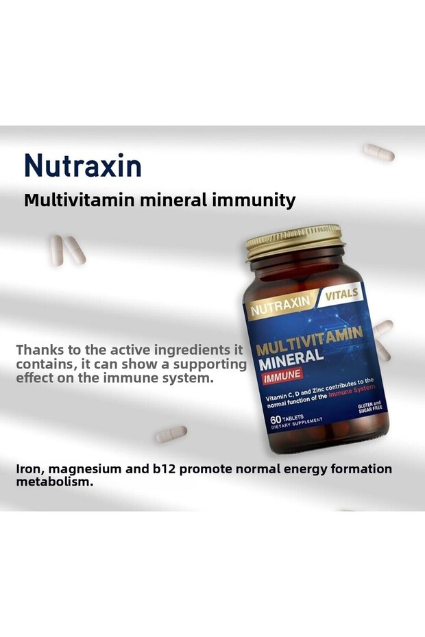 60 Tbl Magnesium and Mineral Immune Complex - C, D, Zinc, Iron, B12, Colin and Iodine - 7