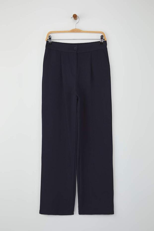 Lacivert Straight/Düz Kesim Dokuma Kumaş Pantolon TWOAW22PL0321 - 5