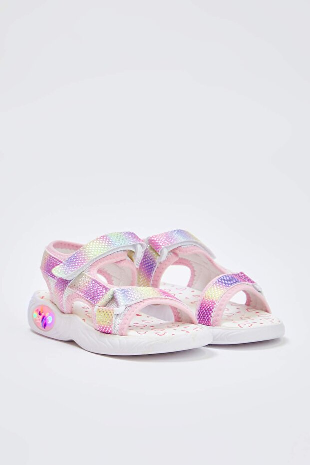 Pembe Renk Bloklu Işıklı Küçük Kız Çocuk Kids Spor Sandalet TAKSS25SD00070 - 5