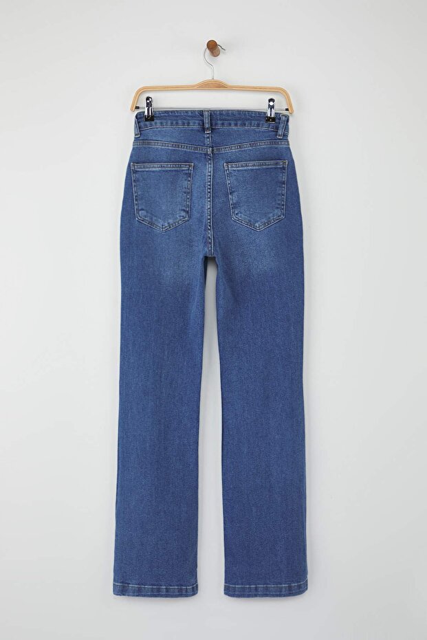 Mavi Yüksek Bel Comfort/Esnek İspanyol Paça Flare Jeans TWOAW26JE00047 - 6