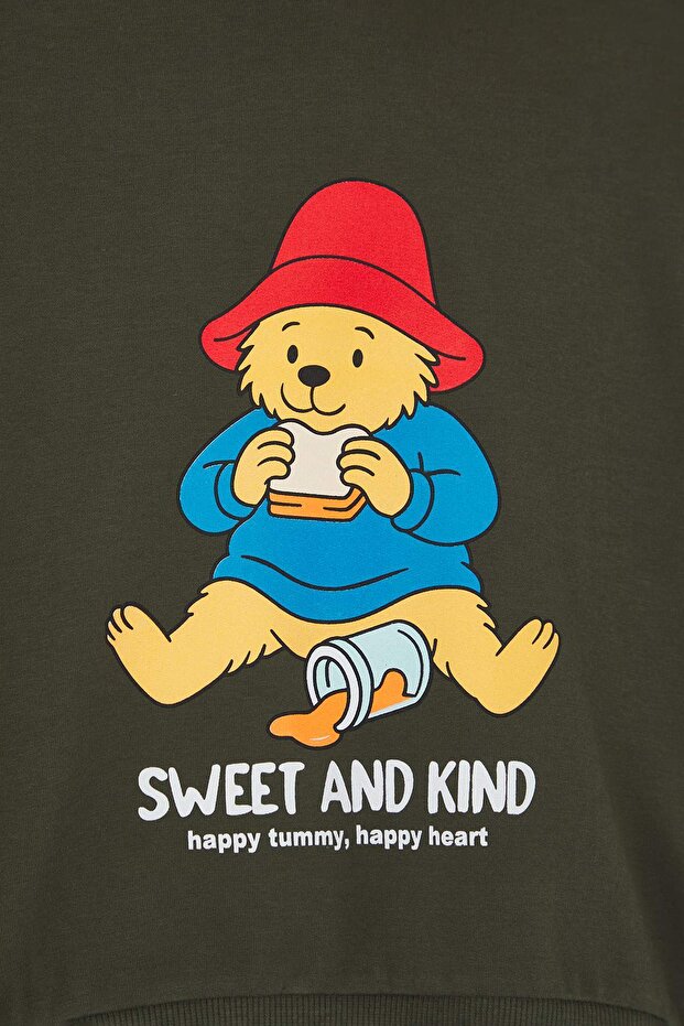 Zümrüt Yeşili 100% Pamuk Baskılı Kapüşonlu Oversize Örme Erkek Çocuk Sweatshirt TKDAW26SW00006 - 3