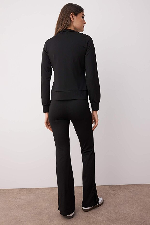 Siyah Reglan Kol Relaxed Üst Flare/ispanyol Paça Alt Esnek Örme Alt - Üst Takım TWOAW26AU00039 - 4