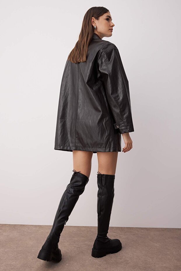 Overknee-Damenstiefel ve Schwarz Mit Dicker Sohle - Takaw25Cz00014 - 2