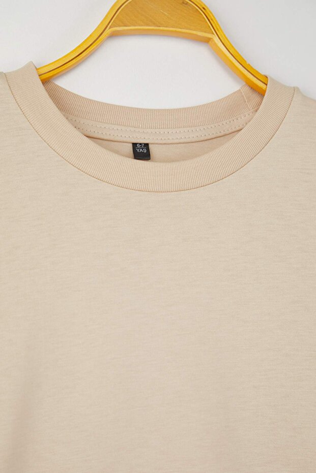 Siyah-Taş-Haki 100% Pamuk 3'lü Düz/Basic Regular Örme Erkek Çocuk Okul T-Shirt TKDAW26TS00004 - 4