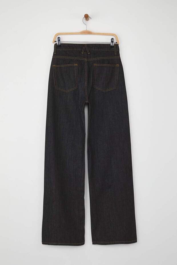 Siyah Yüksek Bel Geniş Paça Wide Leg Jeans TWOAW26JE00070 - 6